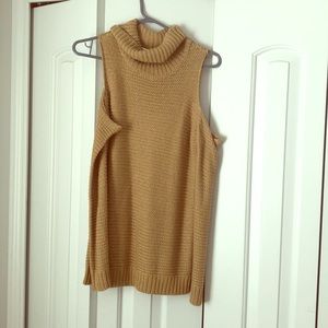Francesca’s Cold Shoulder Tan Sweater Size Small